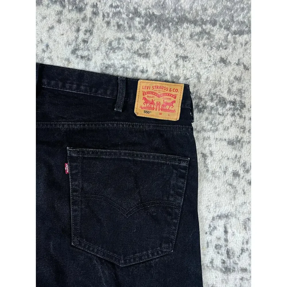 Levi's 550 Jeans Mens 46x32 Black Straight Leg Relaxed Fit Denim Skater Baggy